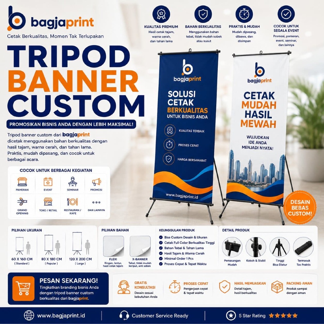 Jasa cetak Tripod Banner berkualitas di Garut - Bagja Print