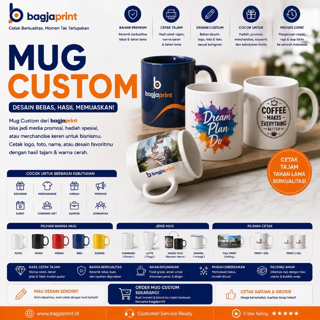 Jasa cetak Mug / Gelas Custom berkualitas di Garut - Bagja Print