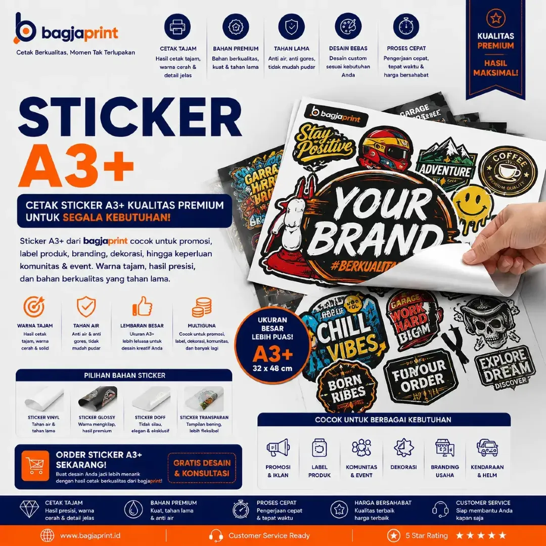 Jasa cetak Sticker Label A3+ Custom berkualitas - Bagja Print