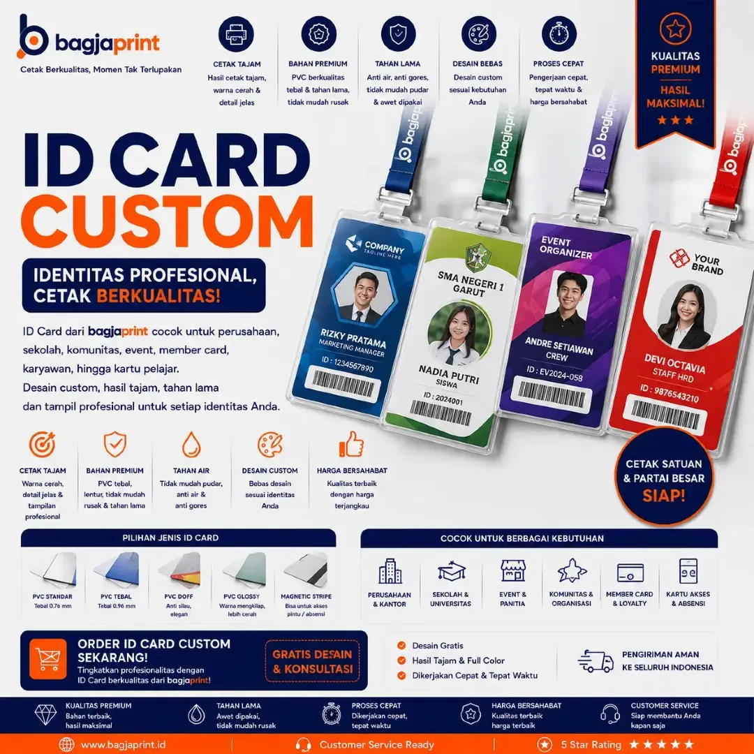 Jasa cetak ID Card (PVC Premium) berkualitas - Bagja Print