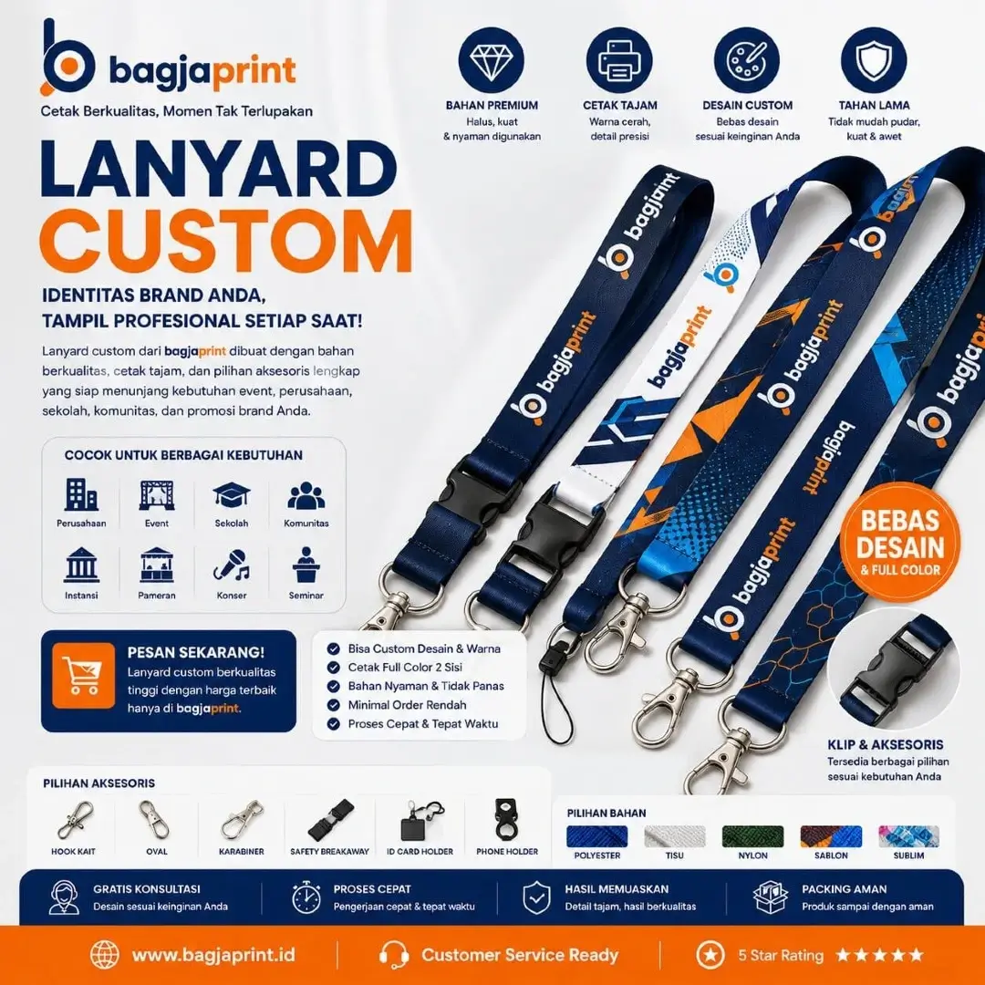 Jasa cetak Tali Lanyard Custom berkualitas - Bagja Print