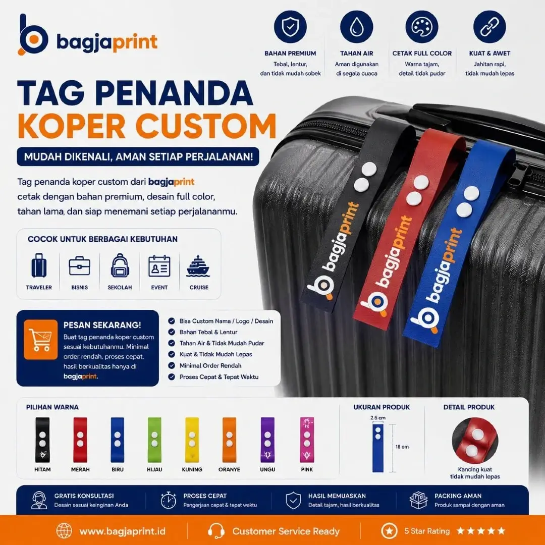 Jasa cetak Tag Koper berkualitas - Bagja Print