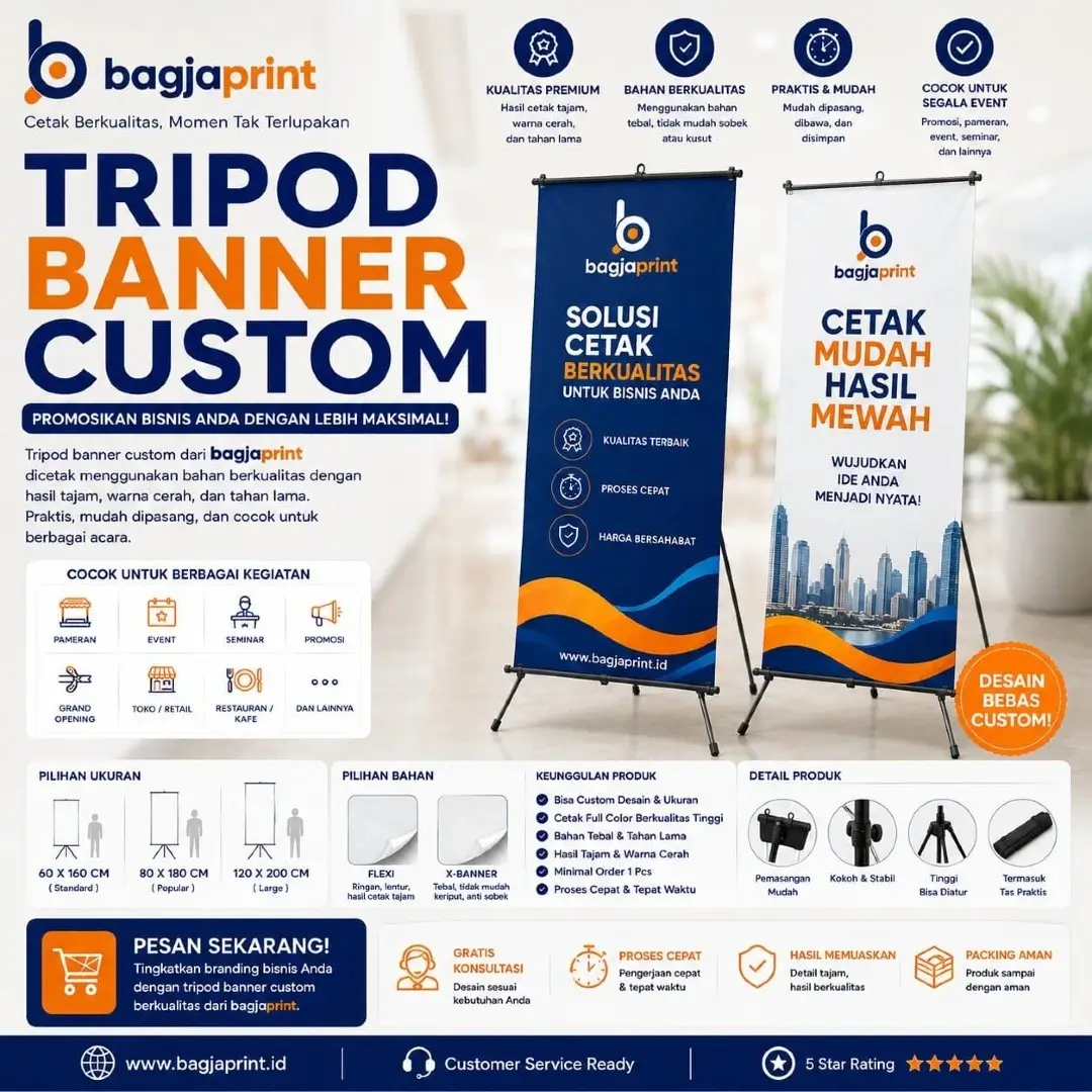 Jasa cetak Tripod Banner berkualitas - Bagja Print