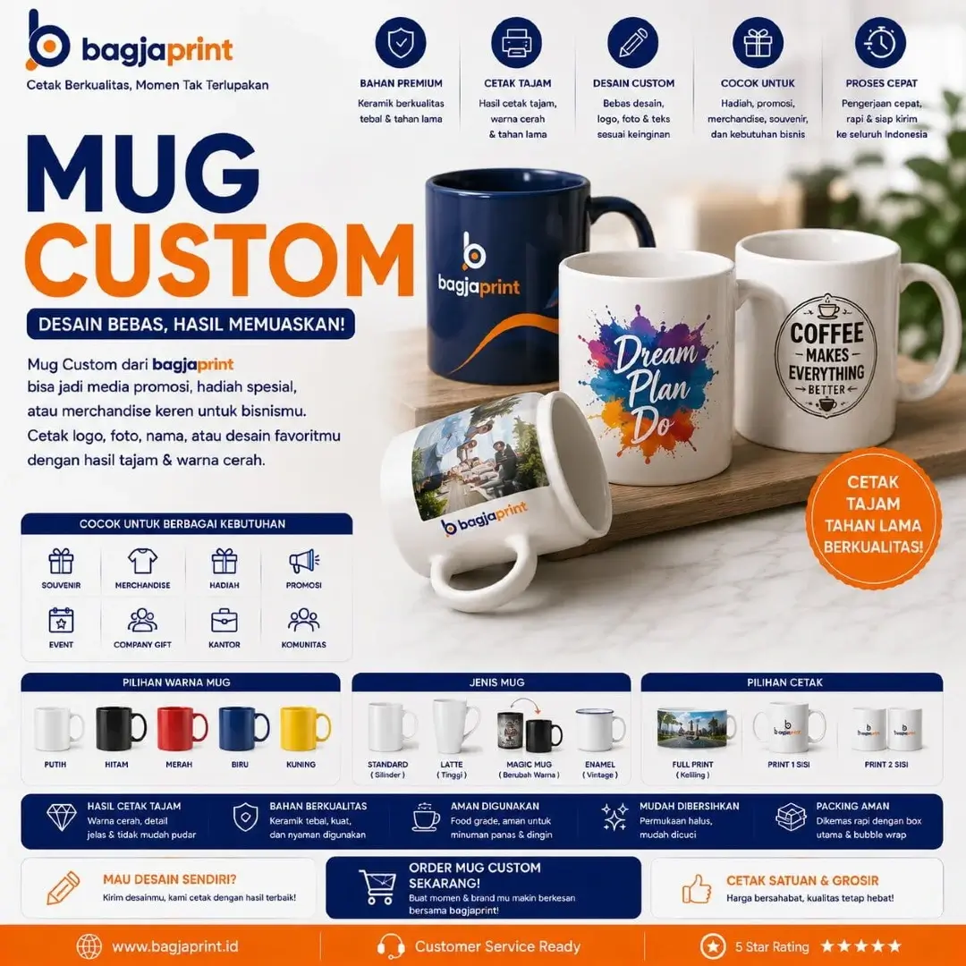 Jasa cetak Mug / Gelas Custom berkualitas - Bagja Print