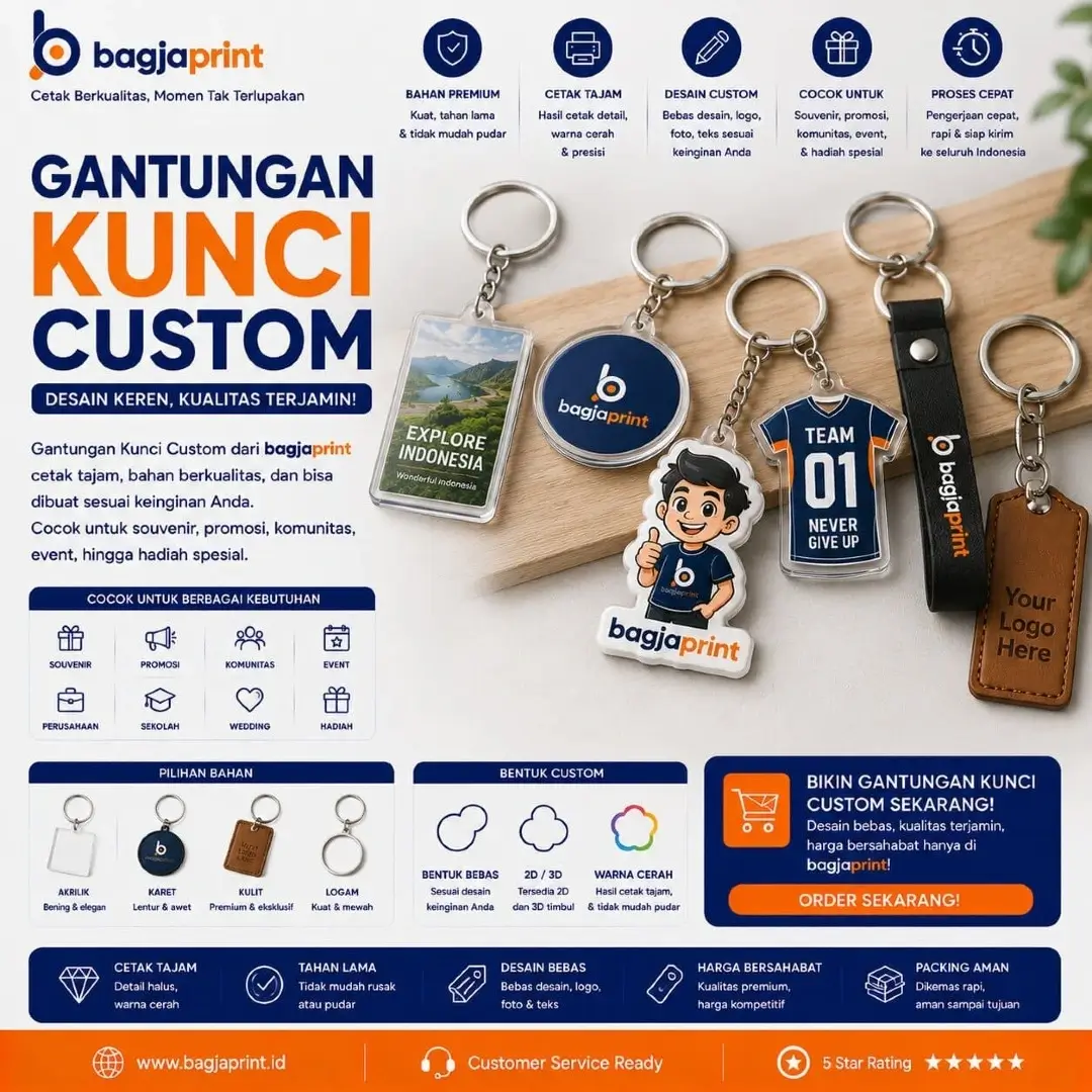 Jasa cetak Gantungan Kunci berkualitas - Bagja Print