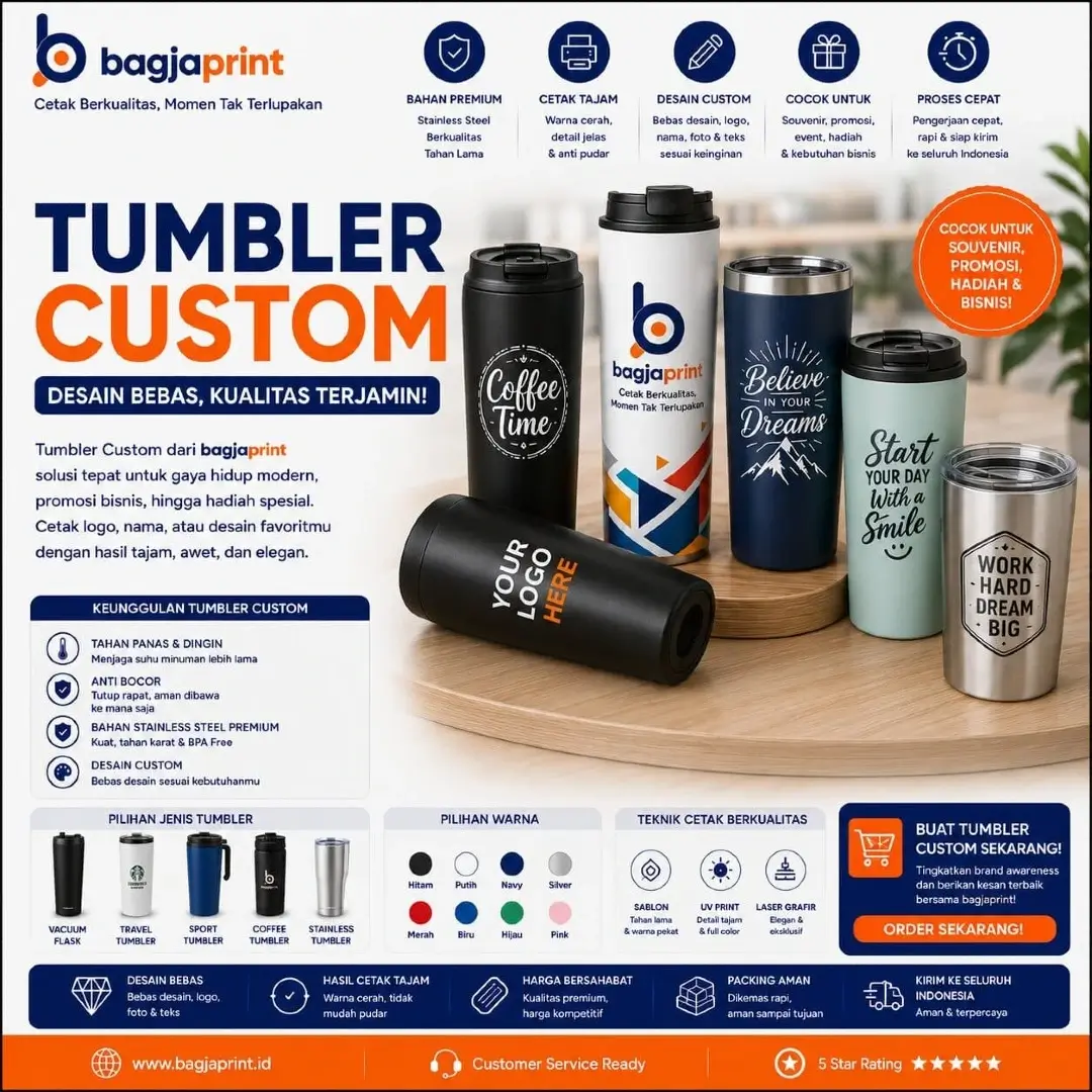 Jasa cetak Tumbler Custom berkualitas - Bagja Print