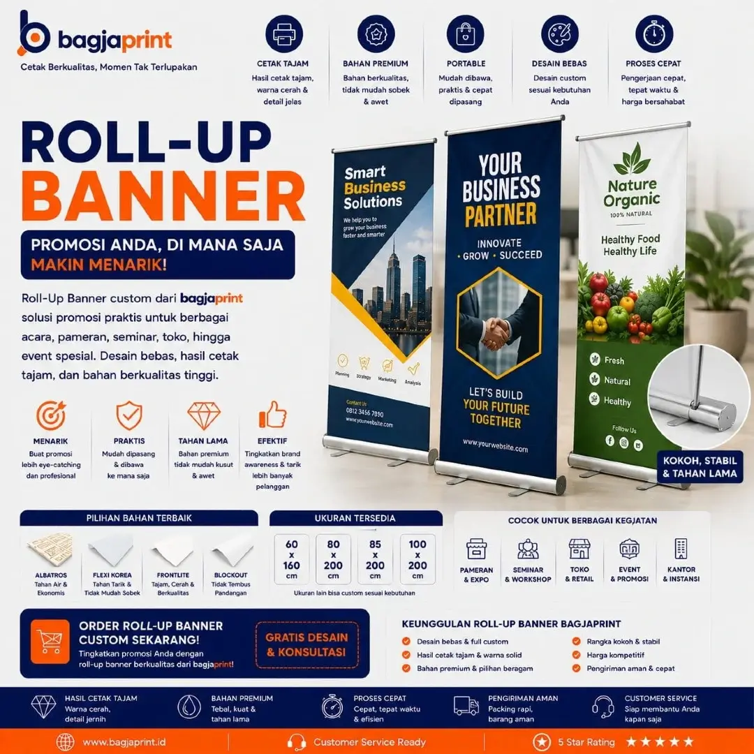 Jasa cetak Roll Up Banner berkualitas - Bagja Print