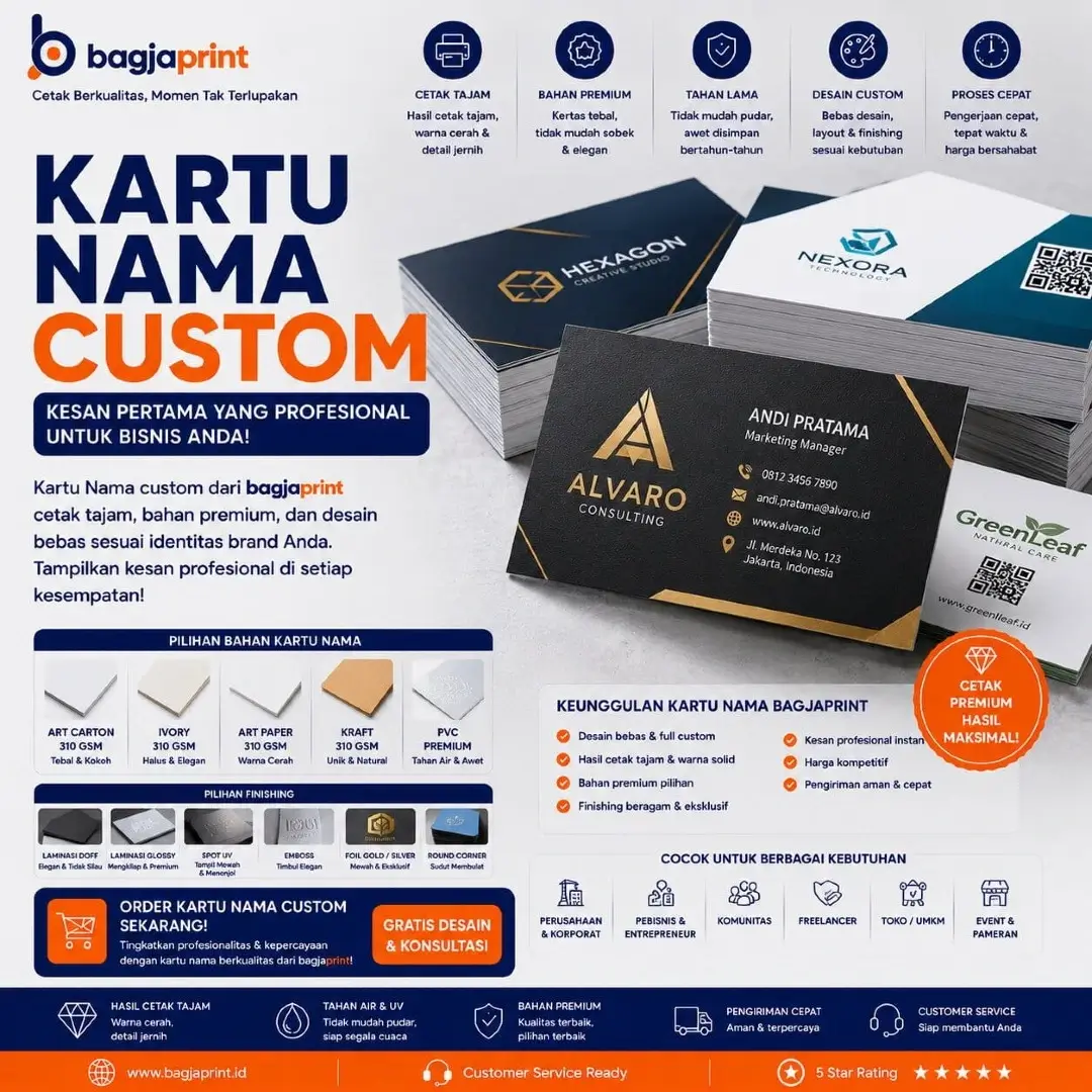 Jasa cetak Kartu Nama berkualitas - Bagja Print