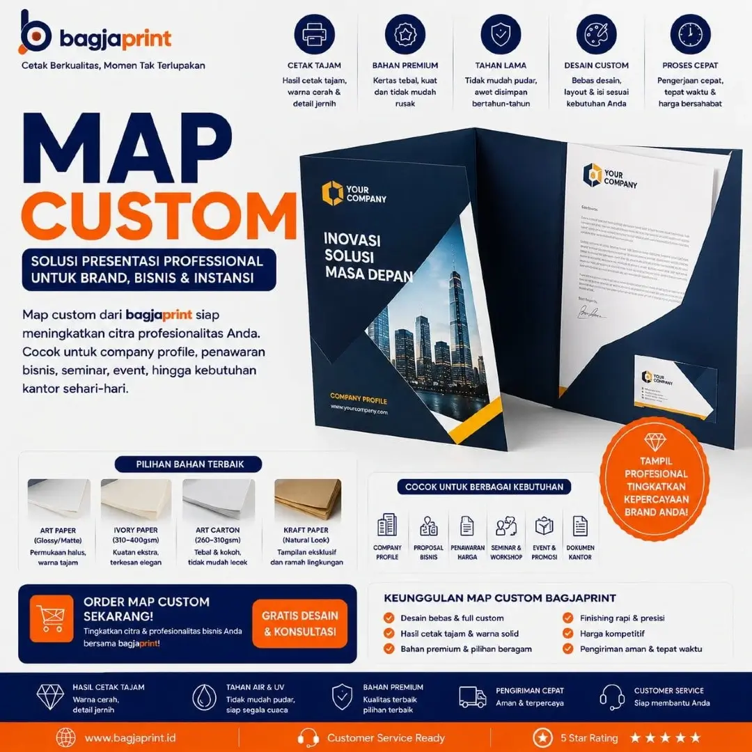 Jasa cetak Map Custom berkualitas - Bagja Print