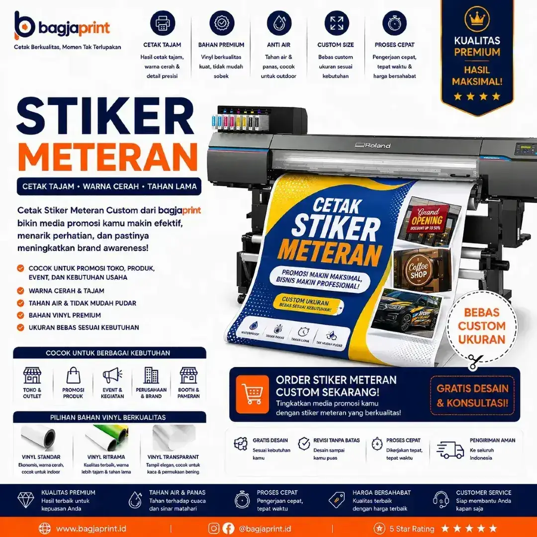 Jasa cetak Sticker Meteran Vinyl & UV berkualitas - Bagja Print