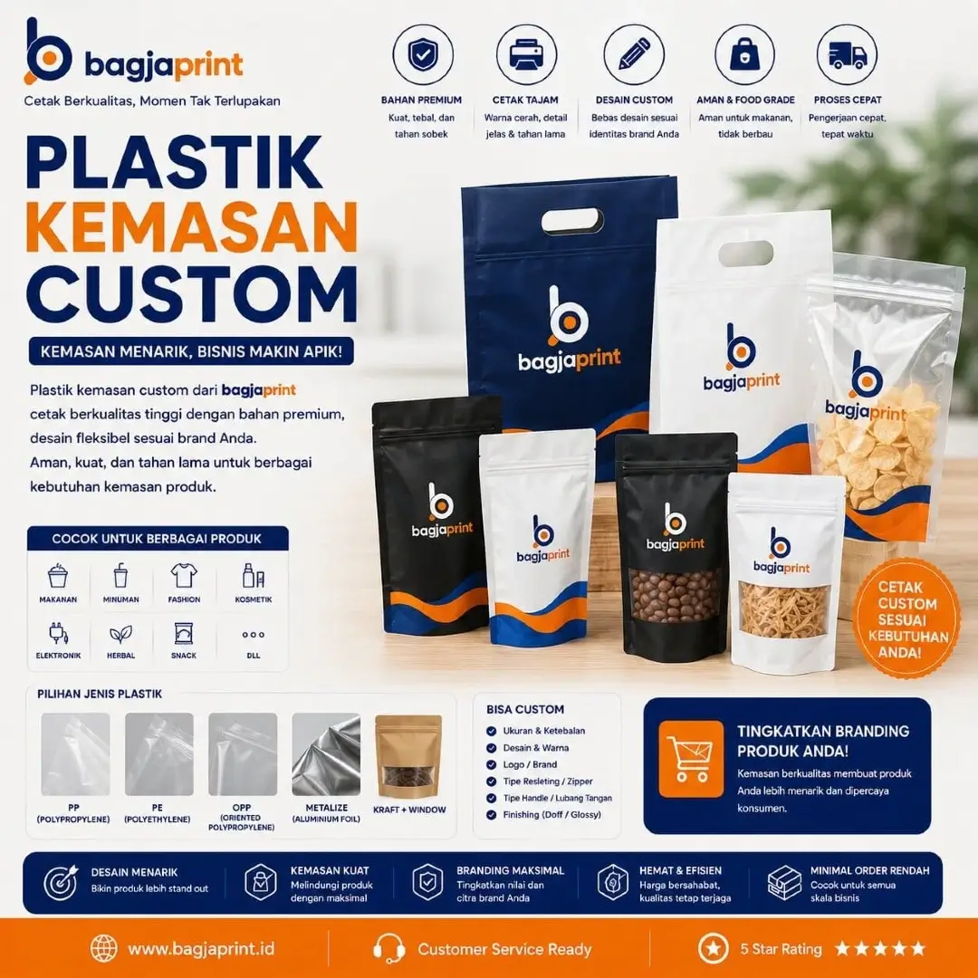 Jasa cetak Plastik Kemasan berkualitas - Bagja Print