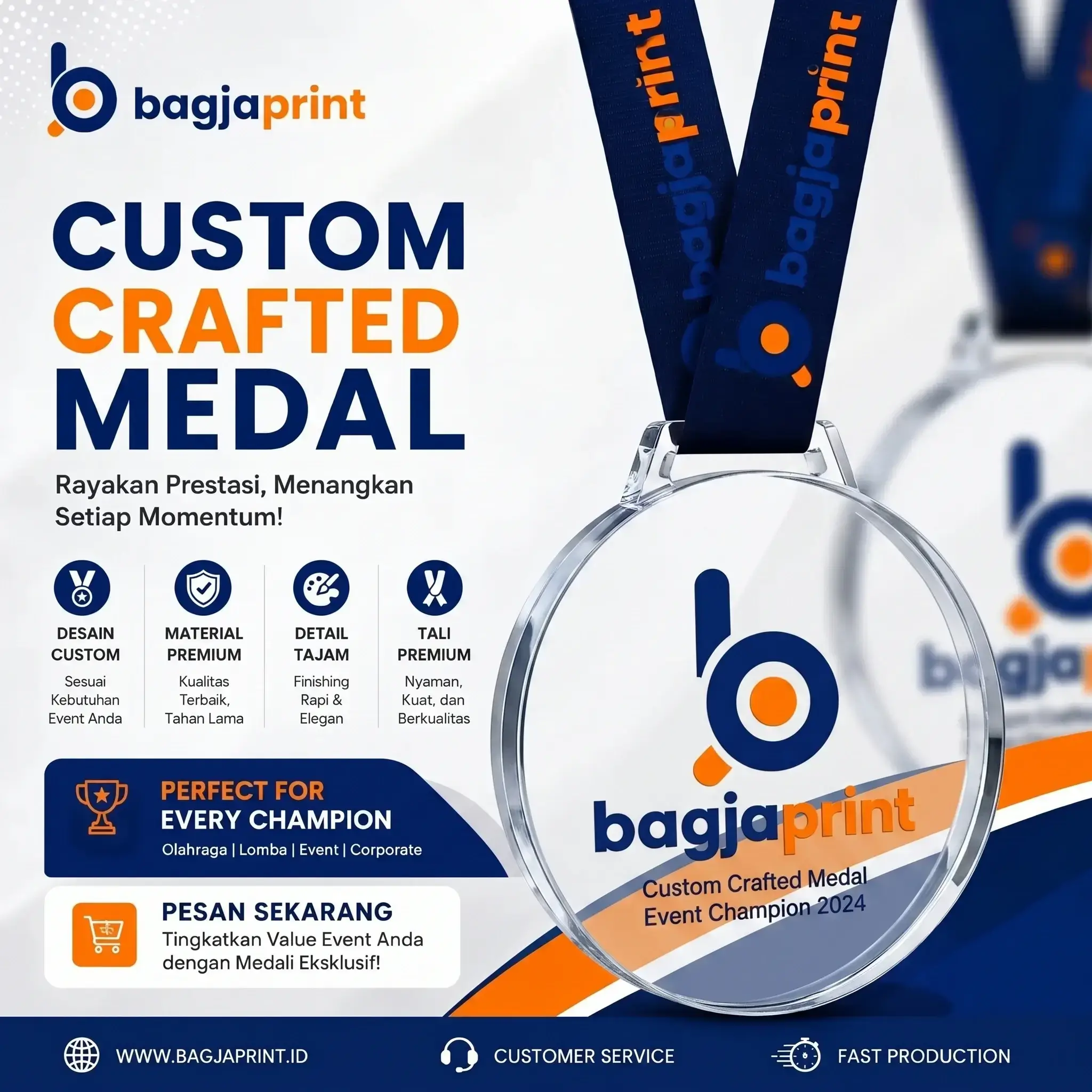 Jasa cetak Medali Custom berkualitas - Bagja Print